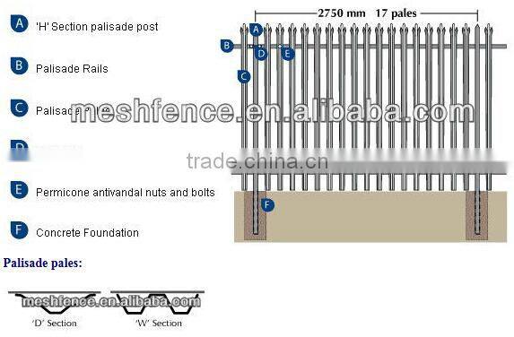 3 rails 5ft high commercial black powder coated pool fence supplier