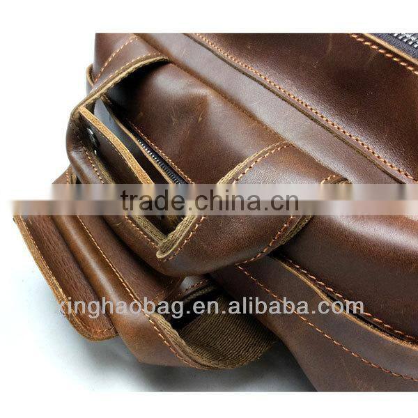 Men's leather camping and hiking backpack