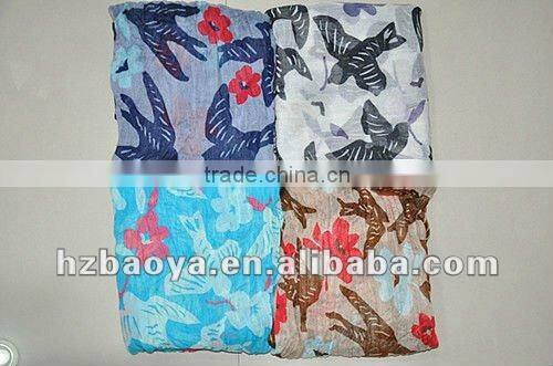 The Swallow And Flowers Print Scarf Animal Print Scarf