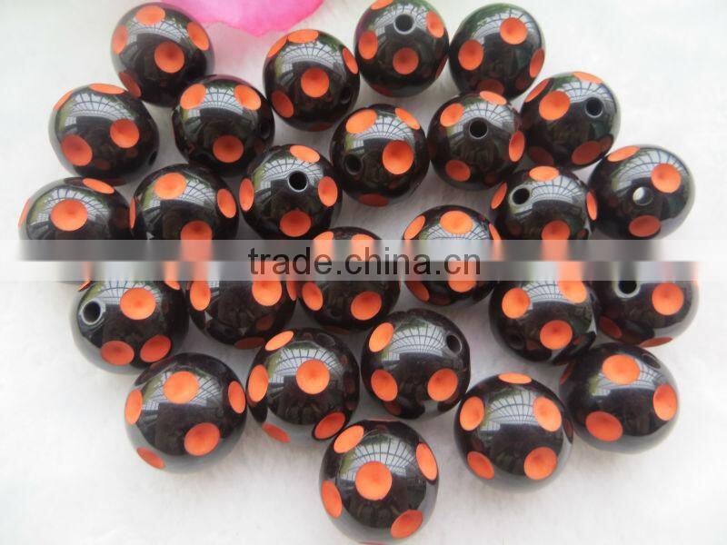 AAA quality 2014 New 12mm to 24mm Halloween Bead Black with Roayl Blue Resin Polka Dot Beads for Kids Chunky Necklace Jewerly