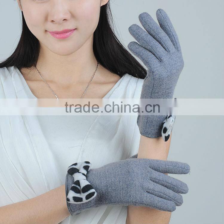 wholesale wool gloves with bow tie with manufacture price