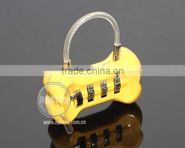 Cute Dog Bone Shaped Travel Luggage Three Codes Lock Suitcase Password Combination Lock Steel Wire Cipher Metal Digital Padlock