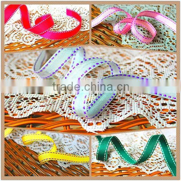 China wholesale yellow saddle stitches grosgrain polyester satin ribbon for gift packaging