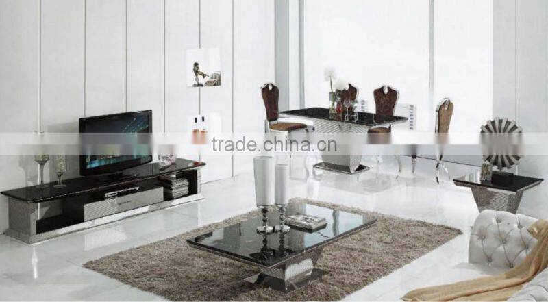 marble top metal leg led dubai tv stand TV841