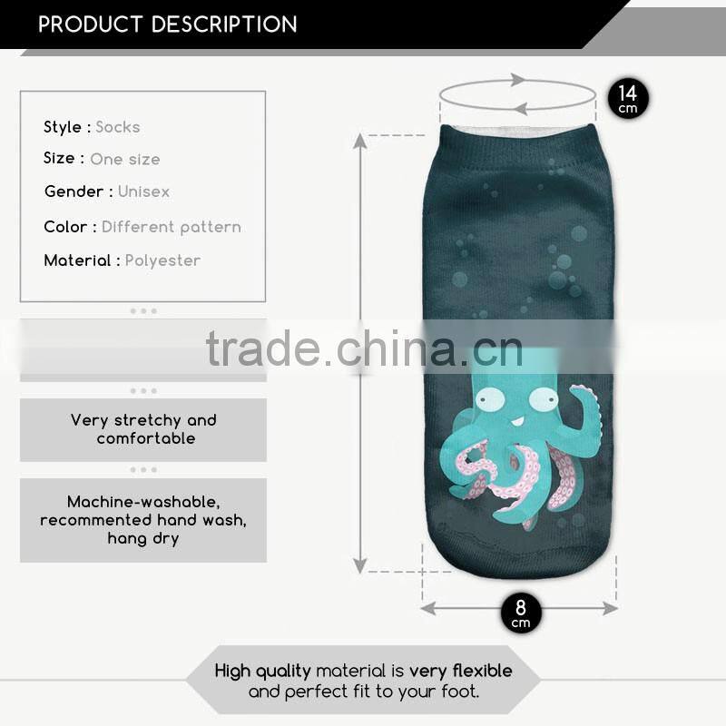 high quality 3d digital full print colorful cartoon cute boy tube socks