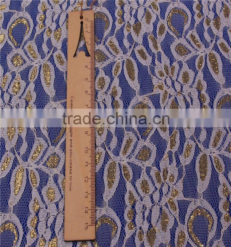 High Quality Indian metallic Lace fabric for ladies party evening dress