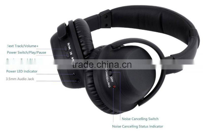 Noise-Reducing Bluetooth Headphones Over-The-Ear Wireless Headphones with CSR 4.0 Built-in Mic and 12 Hour Battery