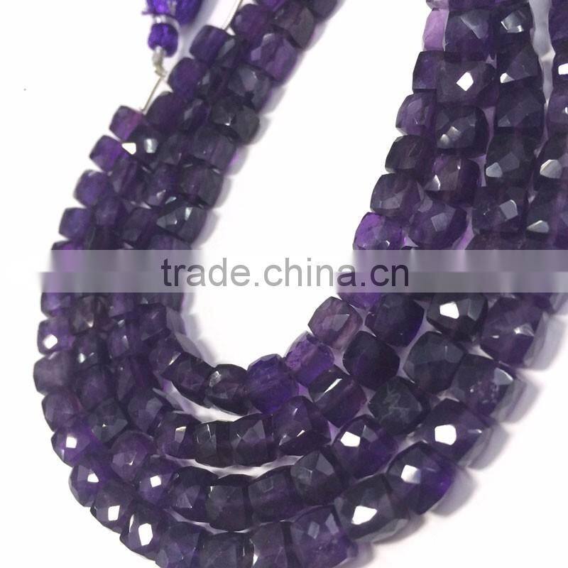 WHOLESALE LOT NATURAL AMETHYST APPROX 7X7-8X8MM BOX FACETED LOOSE BEADS