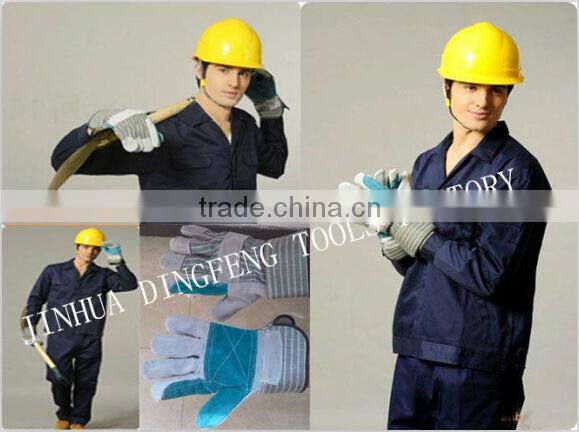 low price 10.5 inches reinforced palm cow split thin work gloves