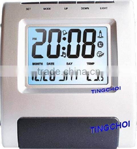 digital lcd calendar clock, soloar power table alarm clock
