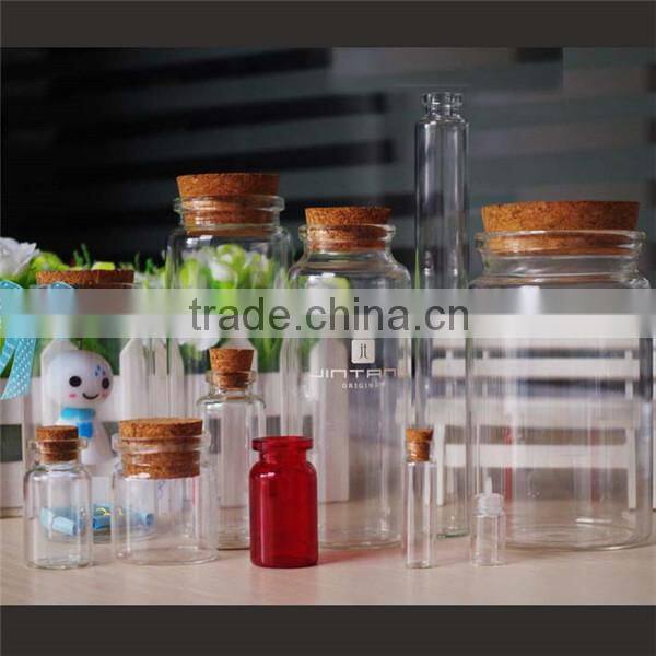 transparent 35*45mm high borosilicate glass bottle with wood cork