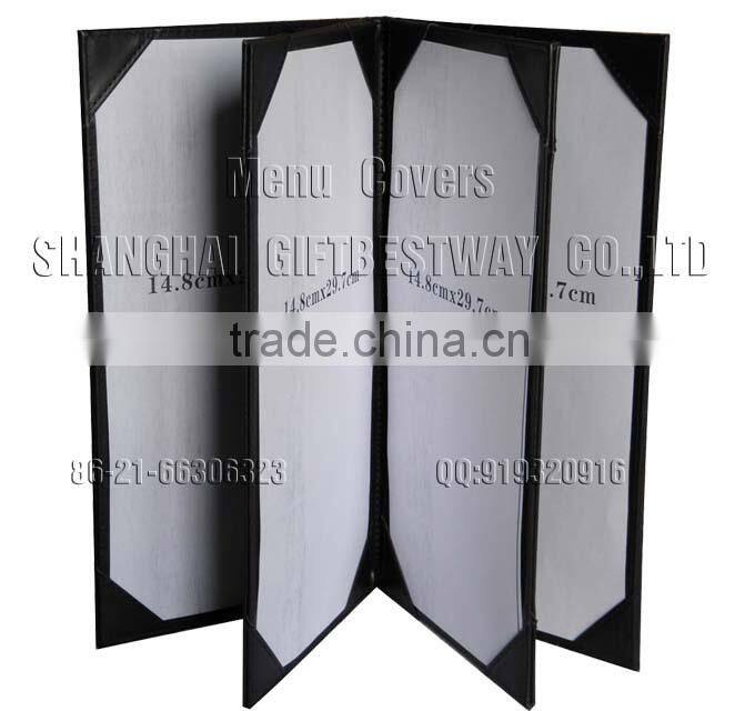 4 folder PU leather menu cover leather menu holder