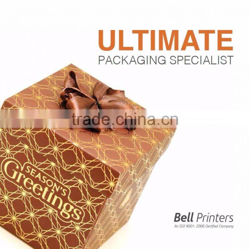 Luxurious touch feel damask pattern print Rigid Box made in India with Luxury silk material