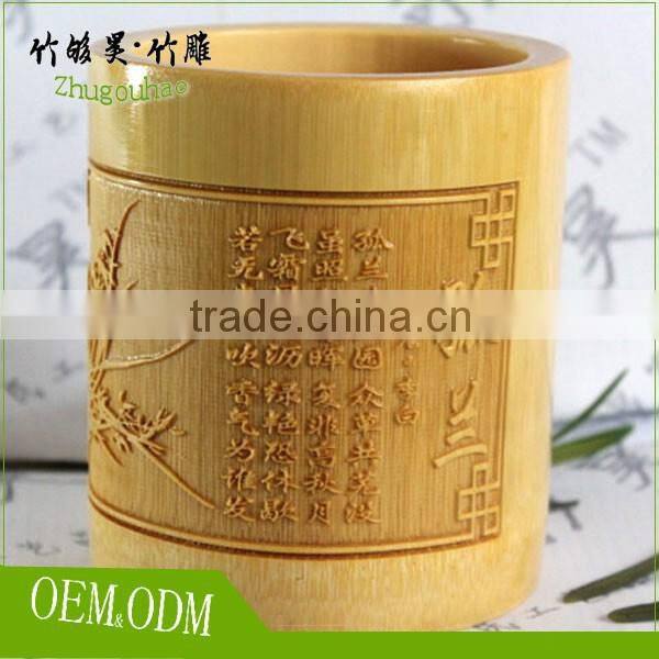 Factory hot sell bamboo pen stand with your photo
