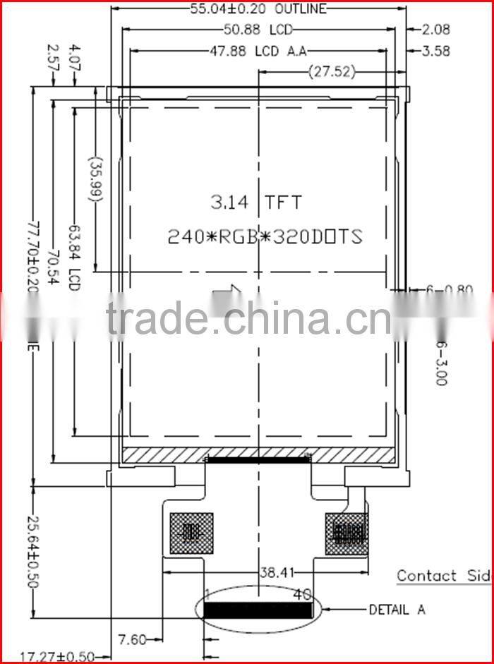3.2inch 240*320 ILI9341V portrait tft lcd module with mcu interface