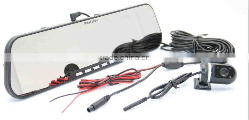 Cheap DVR 2.7 inch car rearview mirror type and bluetooth handsfree car kit mirror wd0608