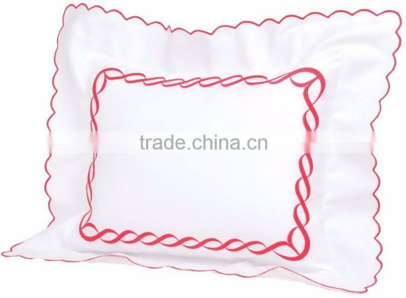 Embroidered white cotton pillow no.57