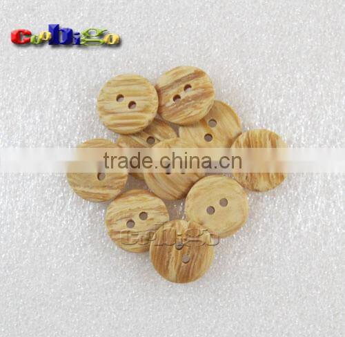 15mm(24L) Dia. Imitation Wood Grain Resin Buttons 2/4 Holes Sewing Craft Accessories For Bag Garment #FLN005-15