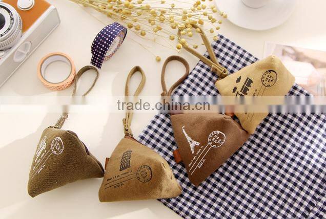 Korean retrostyle canvas coin bag/coin purse with metal decorate