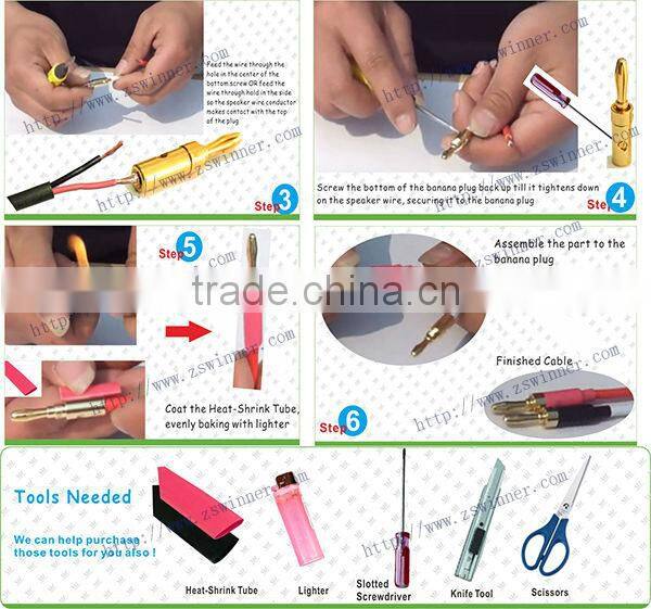Banana plugs metal solder attachment red or black
