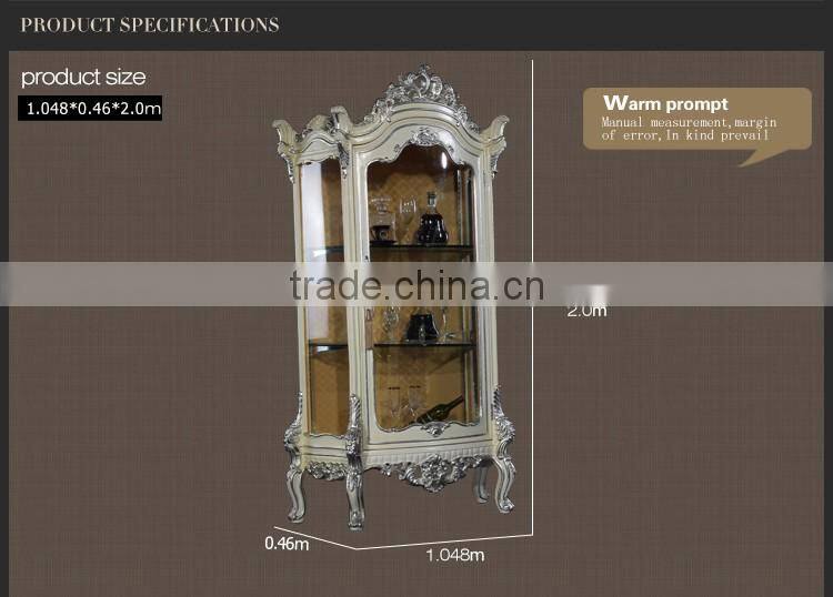 Plain white wood and glass wine cabinet for dinning room furniture