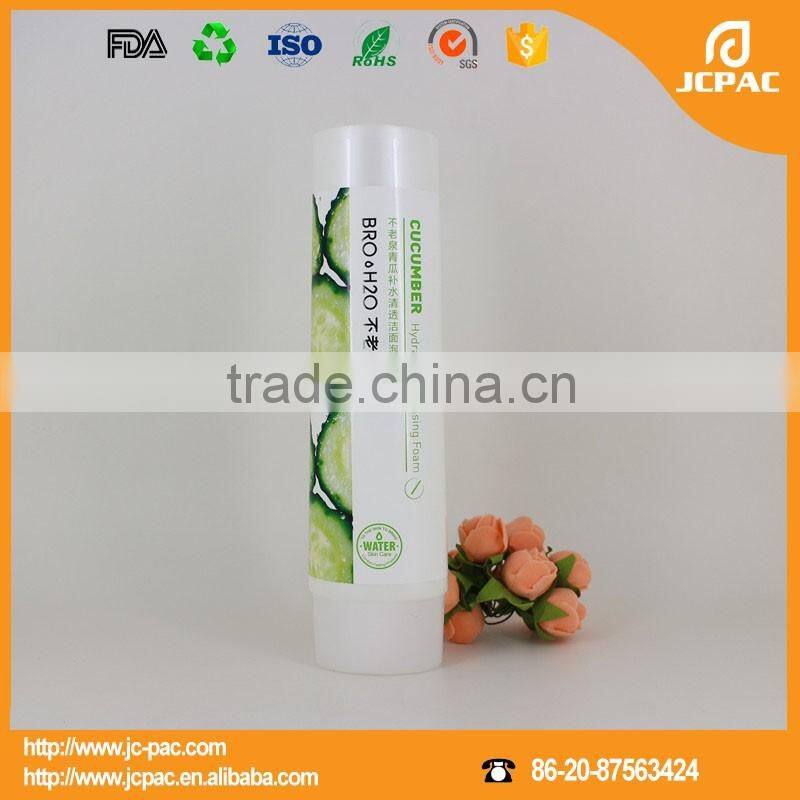 empty natural facial clean cosmetic plastic packaging white oval tube with screw cap