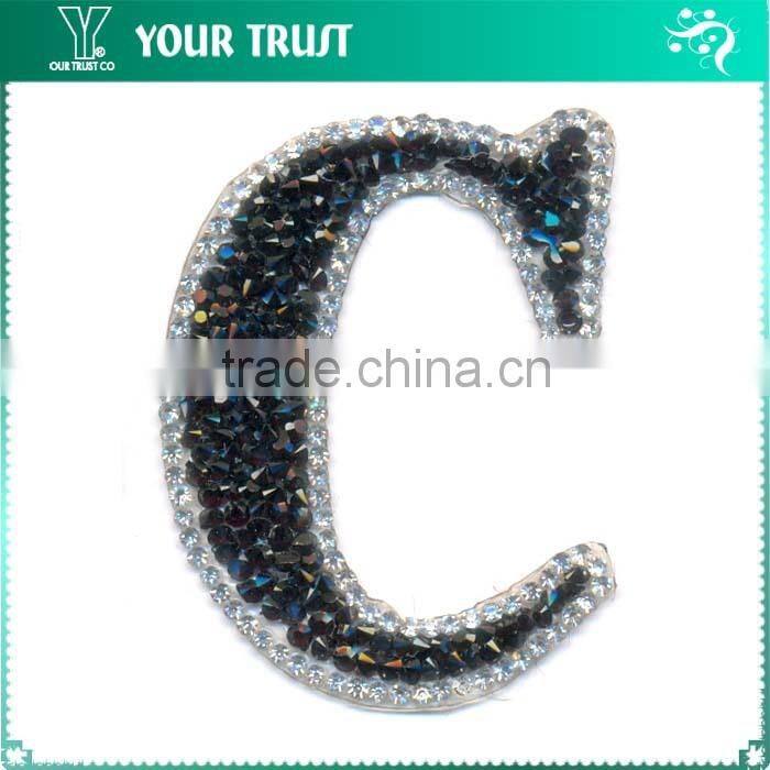 Hot Pink Metal Grommet U Iron-on Alphabet Letter Applique Patch