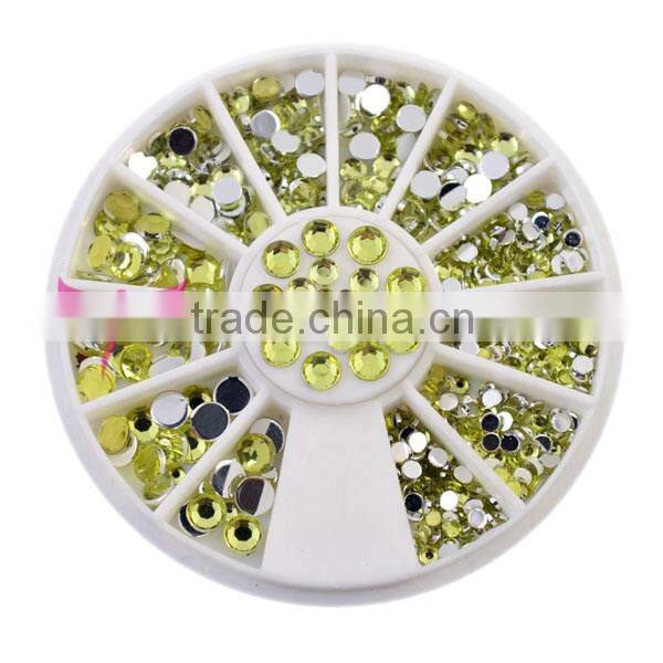 New arrival 12 colors round 3D nail decoration with glitter powder