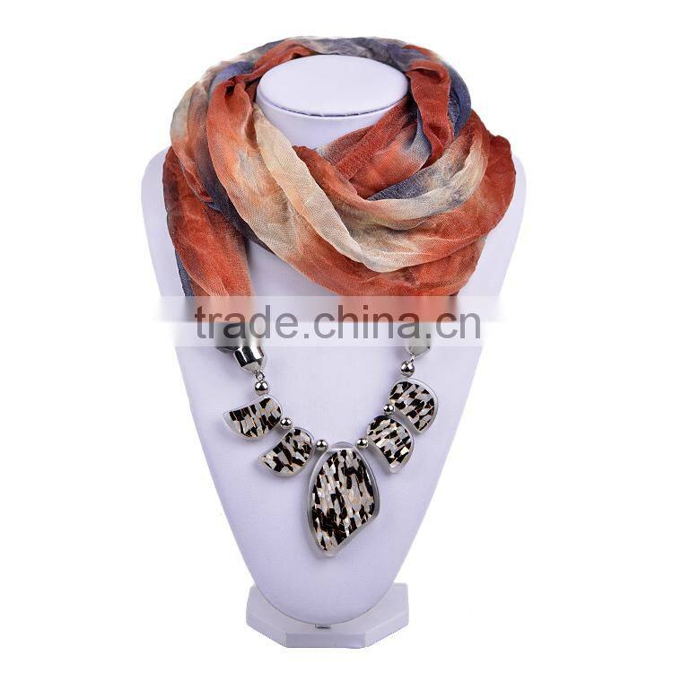 2016 New Trendy Cozy Noble Thin Silk Floss String 5 Flake Pattern Beads Scarf Women (SC150184)