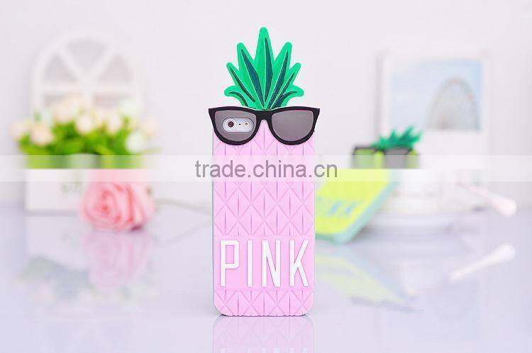 3D Pineapple shaped silicone mobile phone case for iPhone