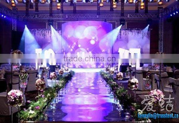 Indoor tempered acrylic glass stage wedding decoration ideas