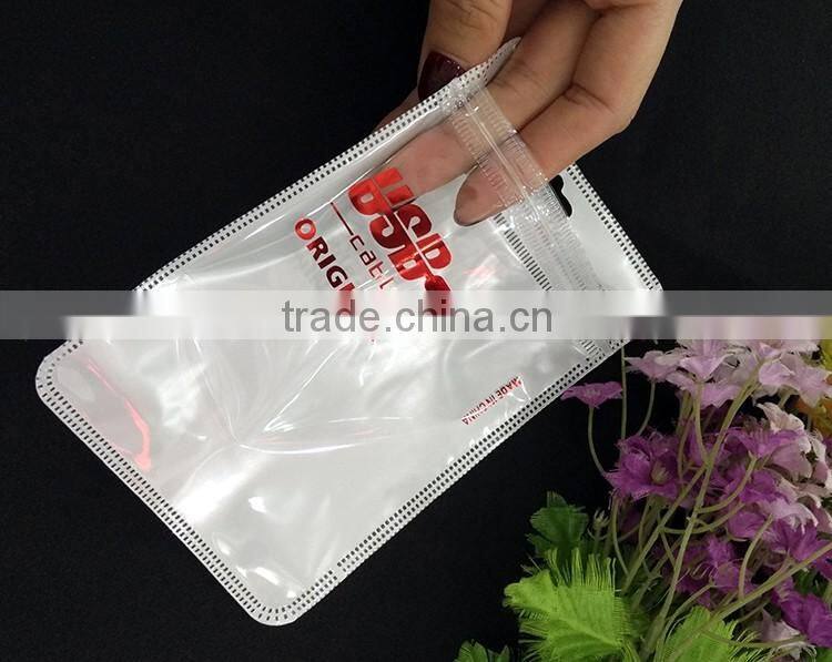 Mobile phone accessories plastic bags/white printing USB plastic bags with zipper/