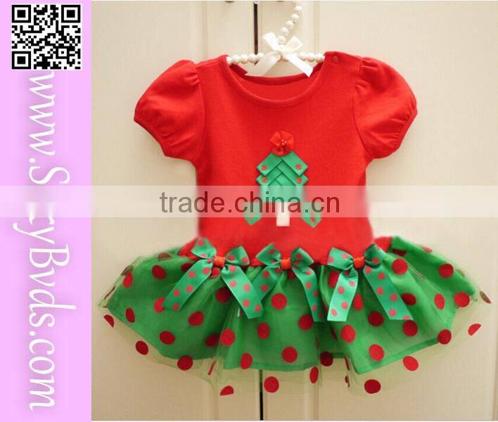 New arrival red and green fashion wholesale girls christmas dress