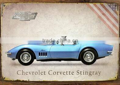 Wholesale printing custom made wall plaques vintage metal letters wall plaque sports car metal craft