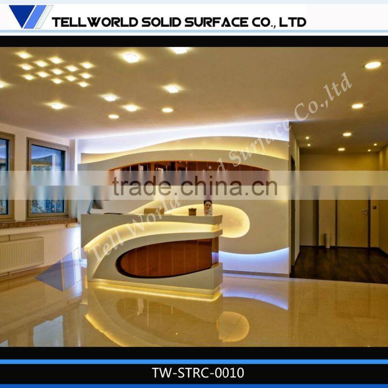 Modern fancy design office furniture/artificial marble reception desk front desk