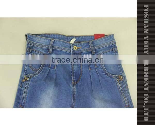 light blue ladies jeans top design with unique pocket