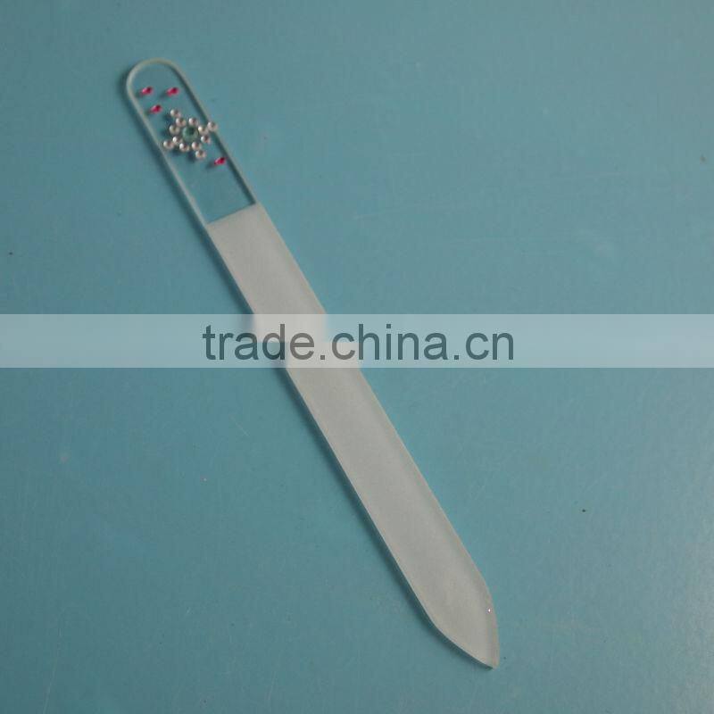 BLC-020 140mm With diamond on handle point tip glass nail files with rhinestones