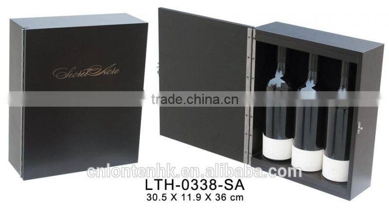 black wooden wine packing box wholesale wine gift set