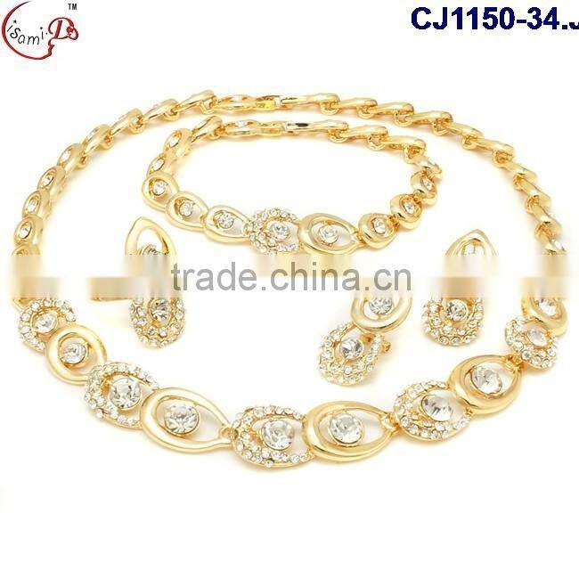 2016 top jewelry gold plating with rhinestone jewelry set wedding/evening party crystal jewelry set wholesale