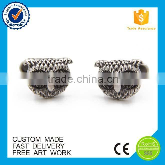 Promotional metal gold new design 3D Owls fashionable suit shirt cufflinks