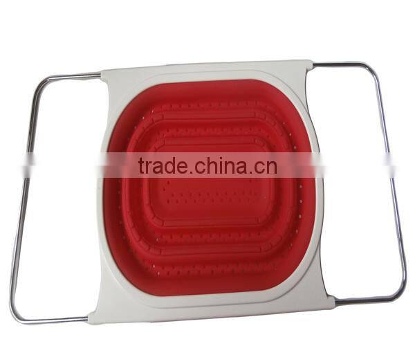 Flexible stainless steel silicone foldable colander