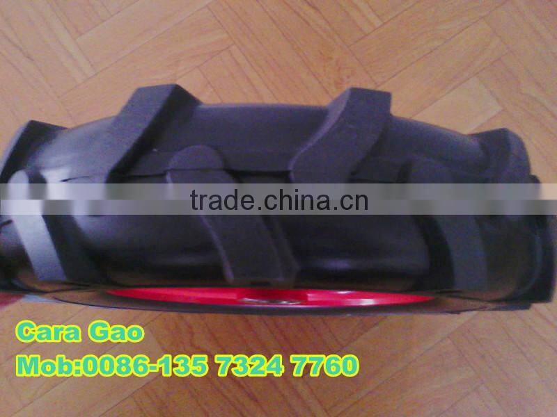 yellow 3.50-8 PU foam wheel with steel rim