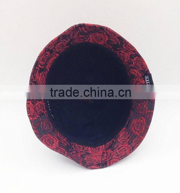 Red Lady Flat Bill Hat Fishing Bucket Cap With Strings