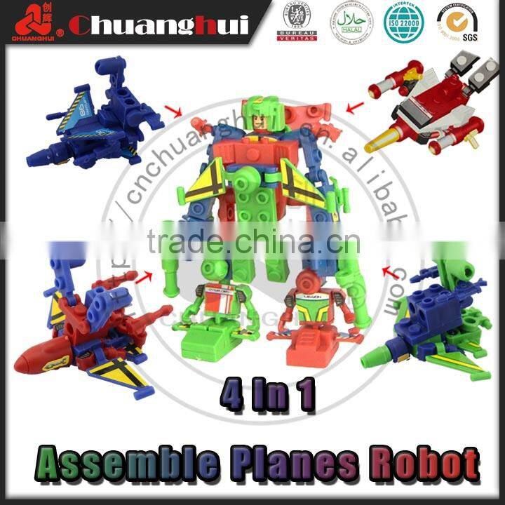 3 in 1 Reconfigurable Warplane Building Block Toys with Candy