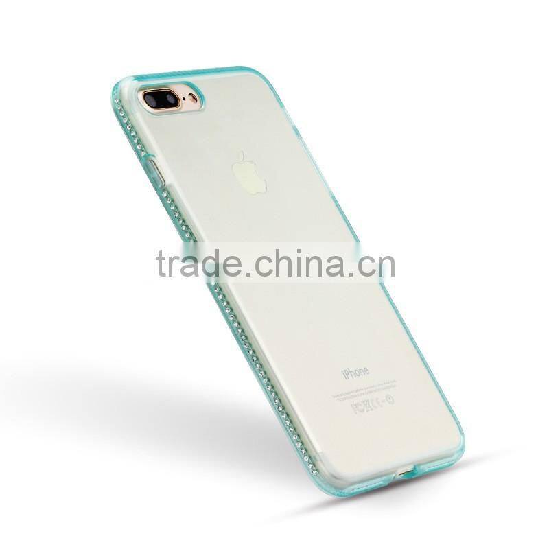Ultra Thin Clear TPU Diamond Case For iPhone 7, for iPhone 7 Crystal Clear Rhinestones Case