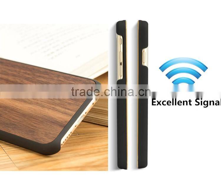 Hot selling PC Walnut Wood Mobile Phone Case 2 in 1 for Apple Iphone 6 plus