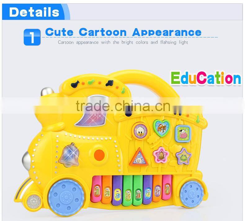 Cartoon train electric piano toys plastic musical instrument toys
