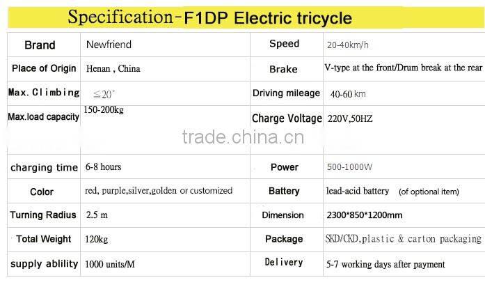 Street legal ce approved electric utility tricycle