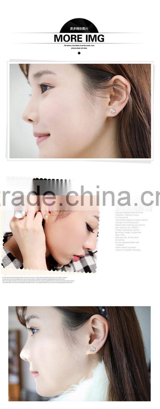 Alibaba website hot big high quality cute zircon flower crystal sterling silver earring findings