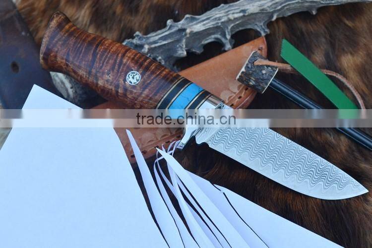 fixed blade outdoor hunting knife with bone handle, military pocket knife